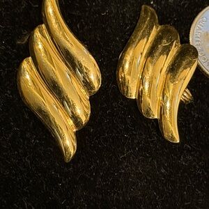 Monet Gold-Tone Sculpted Wave Clip-On Earrings - Women Jewelry